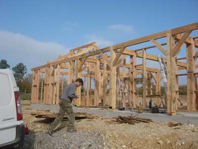Maison en bois de Quercy Construction Bois : Structure poteau poutre